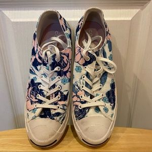 Woman’s White and Floral Converse Shoes Size 8.5